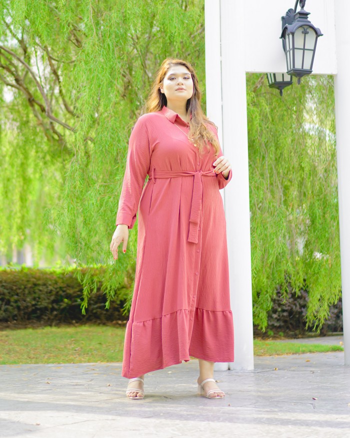 Mikayla Buttoned Dress (Cordovan Pink)